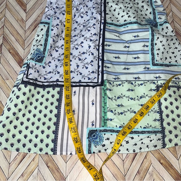 LOFT PETITE Patchwork Spaghetti Strap Twist Cutout Cami Dress Short Mini Sz 10 - Picture 10 of 13